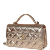 Chanel Top Handle Wallet On Chain WOC Metallic Copper Shiny Caviar Light Gold Hardware