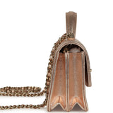 Chanel Top Handle Wallet On Chain WOC Metallic Copper Shiny Caviar Light Gold Hardware