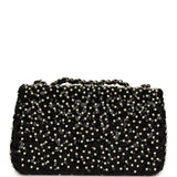 Chanel Small Pearl Beaded Flap Bag Black and White Sequins Light Gold Hardware