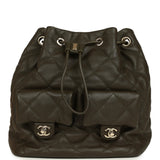 Chanel Mini Duma Drawstring Backpack Khaki Lambskin Light Gold Hardware