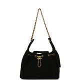 Chanel Small 25 Hobo Bag Black Suede Antique Gold Hardware