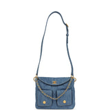 Chanel Small Supple Twins Hobo Bag Light Blue Denim Brushed Gold Hardware