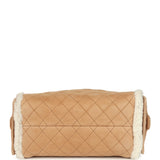 Chanel Medium 25 Hobo Bag Beige Suede and White Shearling Antique Gold Hardware