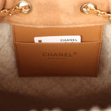 Chanel Medium 25 Hobo Bag Beige Suede and White Shearling Antique Gold Hardware