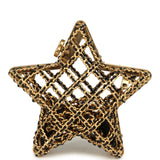 Pre-owned Chanel CC Star Minaudiere Clutch with Chain Black Leather Gold Hardware