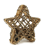 Pre-owned Chanel CC Star Minaudiere Clutch with Chain Black Leather Gold Hardware