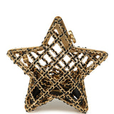 Pre-owned Chanel CC Star Minaudiere Clutch with Chain Black Leather Gold Hardware