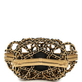 Pre-owned Chanel CC Star Minaudiere Clutch with Chain Black Leather Gold Hardware