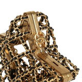 Pre-owned Chanel CC Star Minaudiere Clutch with Chain Black Leather Gold Hardware