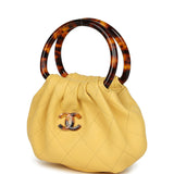 Chanel Mini Pouch Yellow Lambskin Tortoiseshell Hardware