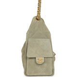 Pre-owned Chanel Small 25 Hobo Bag Olive Green Suede Antique Gold Hardware