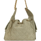Pre-owned Chanel Small 25 Hobo Bag Olive Green Suede Antique Gold Hardware