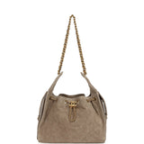 Chanel Small 25 Hobo Bag Dark Grey Suede Antique Gold Hardware