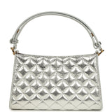 Chanel Small Quilted CC Shoulder Bag Metallic Silver Aged Calfskin Gold Hardware