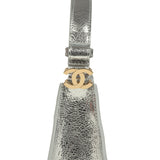 Chanel Small Quilted CC Shoulder Bag Metallic Silver Aged Calfskin Gold Hardware