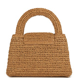 Chanel Small Kelly Dark Beige Raffia Brushed Gold Hardware