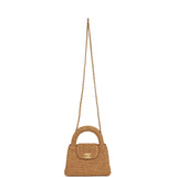 Chanel Small Kelly Dark Beige Raffia Brushed Gold Hardware