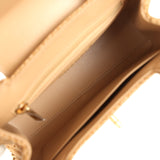 Chanel Small Kelly Dark Beige Raffia Brushed Gold Hardware