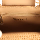 Chanel Small Kelly Dark Beige Raffia Brushed Gold Hardware