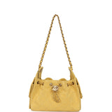 Chanel Mini 25 Hobo Bag Yellow Suede Antique Gold Hardware