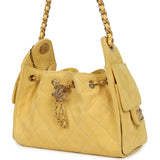 Chanel Mini 25 Hobo Bag Yellow Suede Antique Gold Hardware