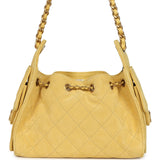 Chanel Mini 25 Hobo Bag Yellow Suede Antique Gold Hardware