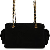Chanel Small Bowling Bag Black Suede Antique Gold Hardware