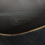 Chanel Small Bowling Bag Black Suede Antique Gold Hardware