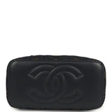 Chanel Small Classic Vanity Case Dark Blue Denim Light Gold Hardware