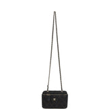 Chanel Small Classic Vanity Case Dark Blue Denim Light Gold Hardware