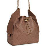 Chanel Medium 25 Hobo Bag Brown Caviar Antique Gold Hardware