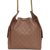 Chanel Medium 25 Hobo Bag Brown Caviar Antique Gold Hardware