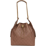 Chanel Medium 25 Hobo Bag Brown Caviar Antique Gold Hardware