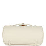 Chanel Preppy Coco Bowling Bag White Shiny Caviar Brushed Gold Hardware