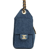 Chanel Mini 25 Hobo Bag Blue Washed Denim Antique Gold Hardware