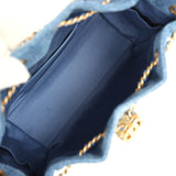 Chanel Mini 25 Hobo Bag Blue Washed Denim Antique Gold Hardware