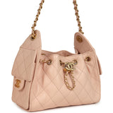 Chanel Mini 25 Hobo Bag Light Pink Caviar Antique Gold Hardware