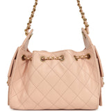 Chanel Mini 25 Hobo Bag Light Pink Caviar Antique Gold Hardware