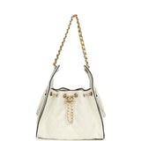 Chanel Small 25 Hobo Bag White Raffia and Black Calfskin Antique Gold Hardware