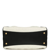 Chanel Small 25 Hobo Bag White Raffia and Black Calfskin Antique Gold Hardware