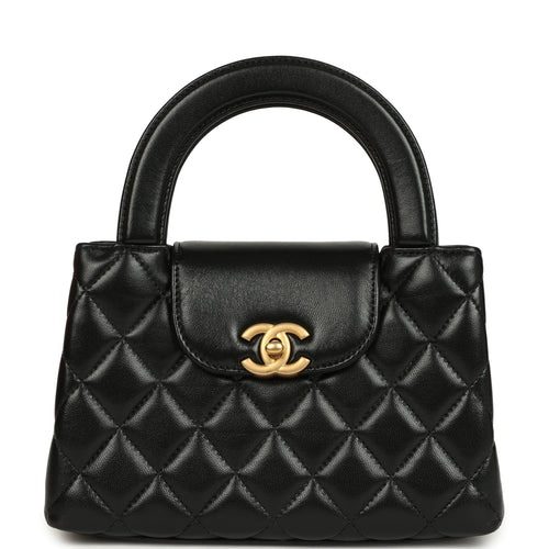 Pre-owned Chanel Small Kelly Shopper Black Shiny Aged Calfskin Brushed Gold Hardware
