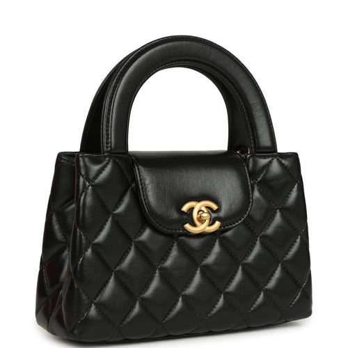 Pre-owned Chanel Small Kelly Shopper Black Shiny Aged Calfskin Brushed Gold Hardware