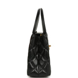 Pre-owned Chanel Small Kelly Shopper Black Shiny Aged Calfskin Brushed Gold Hardware