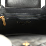 Pre-owned Chanel Small Kelly Shopper Black Shiny Aged Calfskin Brushed Gold Hardware