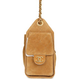 Chanel Mini 25 Hobo Bag Tan Suede Antique Gold Hardware