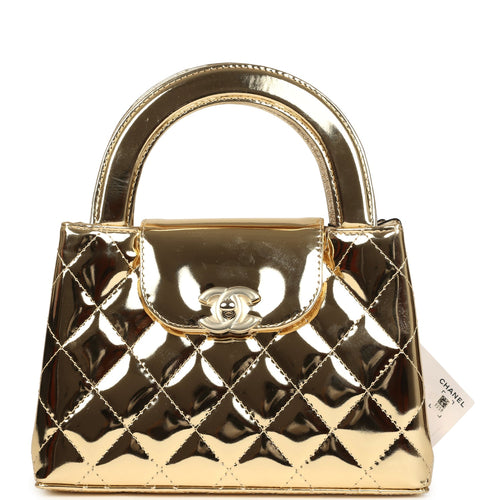 Chanel Small Kelly Shopper Light Gold Metallic Mirror Calfskin Light Gold Hardware