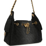 Chanel Mini 25 Hobo Bag Black Washed Denim Antique Gold Hardware