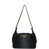 Chanel Mini 25 Hobo Bag Black Washed Denim Antique Gold Hardware