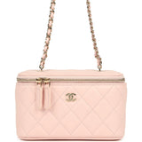 Chanel Small Classic Vanity Case Light Pink Shiny Caviar Light Gold Hardware