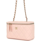 Chanel Small Classic Vanity Case Light Pink Shiny Caviar Light Gold Hardware